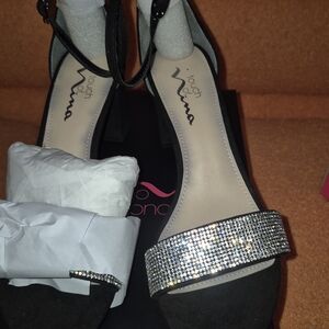 Touch of Nina Black and Silver Heels